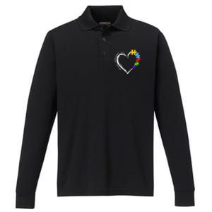 Accept Understand Love Autism Awareness Puzzle Heart Performance Long Sleeve Polo