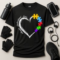 Accept Understand Love Autism Awareness Puzzle Heart Cooling Performance Crew T-Shirt