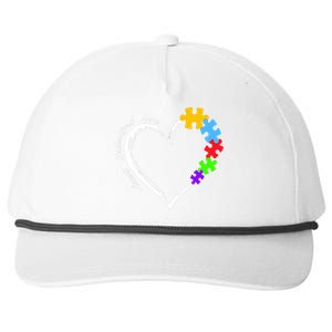 Accept Understand Love Autism Awareness Puzzle Heart Snapback Five-Panel Rope Hat