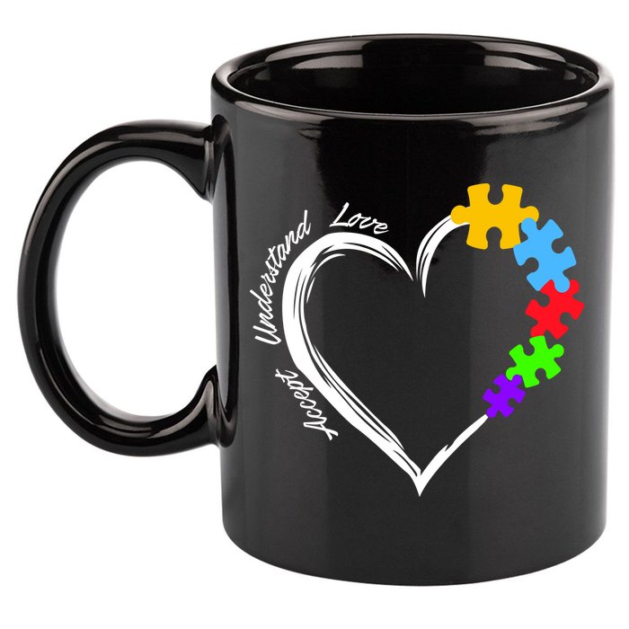 Accept Understand Love Autism Awareness Puzzle Heart 11oz C Handle Ceramic Mug