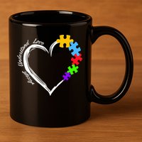 Accept Understand Love Autism Awareness Puzzle Heart 11oz C Handle Ceramic Mug