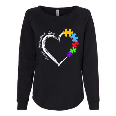 Accept Understand Love Autism Awareness Puzzle Heart Womens California Wash Sweatshirt