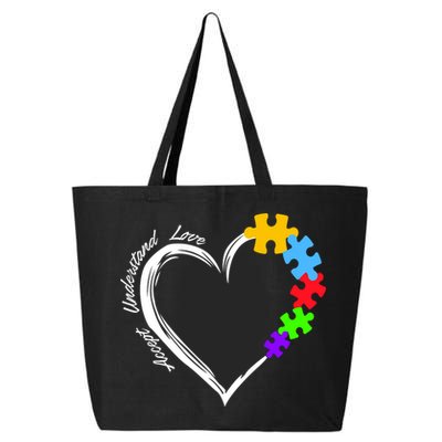 Accept Understand Love Autism Awareness Puzzle Heart 25L Jumbo Tote