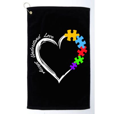 Accept Understand Love Autism Awareness Puzzle Heart Golf Towel