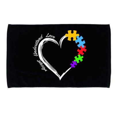 Accept Understand Love Autism Awareness Puzzle Heart Microfiber Hand Towel