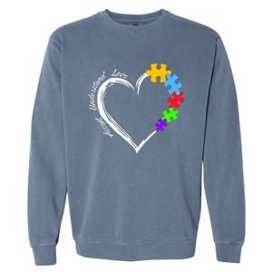 Accept Understand Love Autism Awareness Puzzle Heart Garment-Dyed Sweatshirt