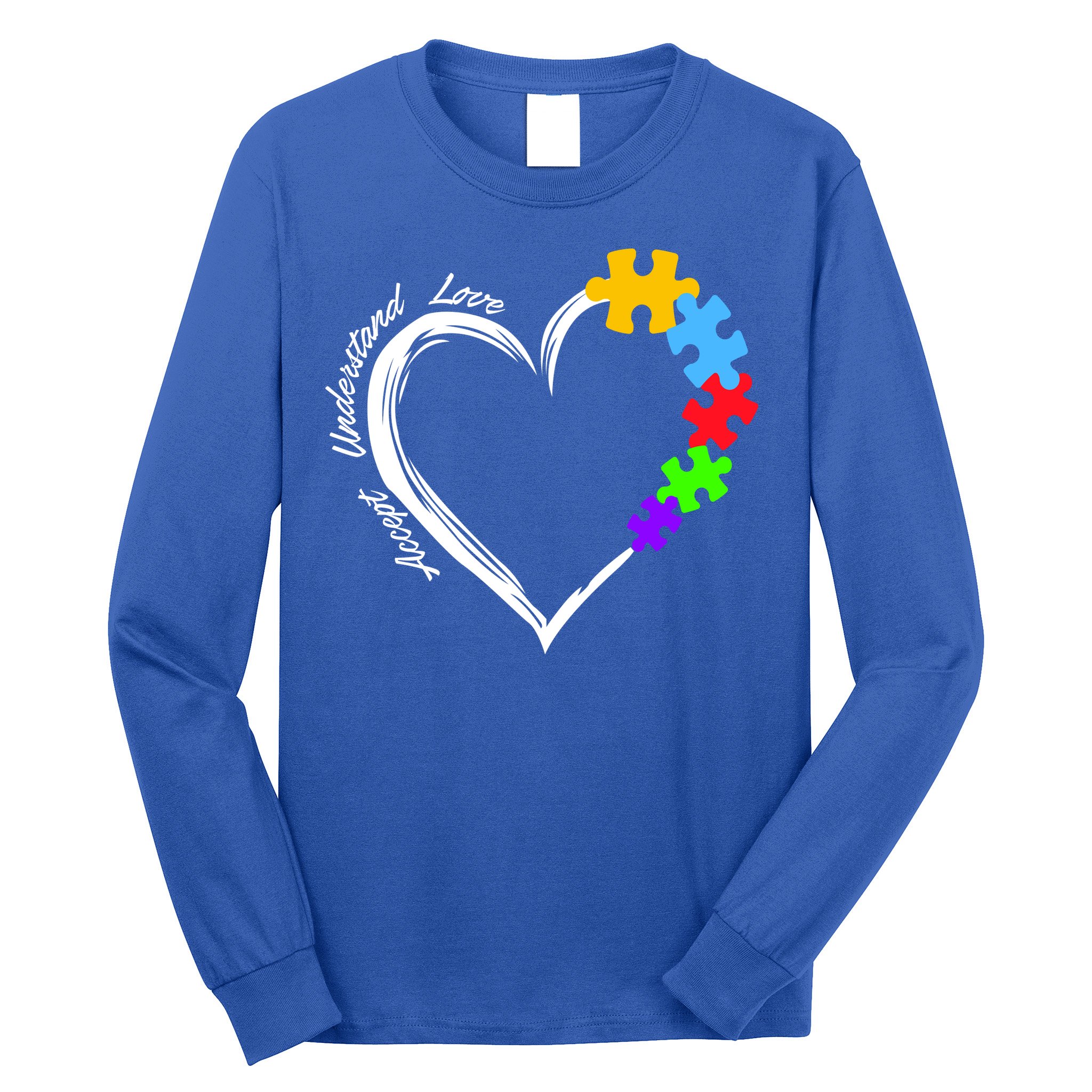 Accept Understand Love Autism Awareness Puzzle Heart Long Sleeve Shirt