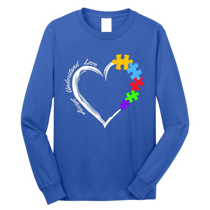 Accept Understand Love Autism Awareness Puzzle Heart Long Sleeve Shirt