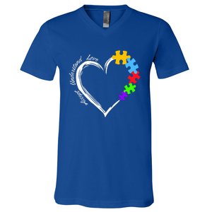 Accept Understand Love Autism Awareness Puzzle Heart V-Neck T-Shirt