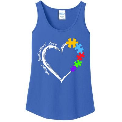 Accept Understand Love Autism Awareness Puzzle Heart Ladies Essential Tank