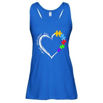 Accept Understand Love Autism Awareness Puzzle Heart Ladies Essential Flowy Tank