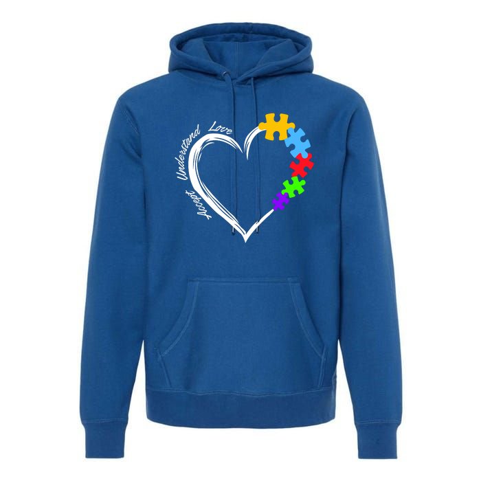 Accept Understand Love Autism Awareness Puzzle Heart Premium Hoodie