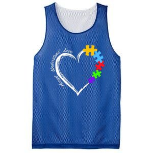 Accept Understand Love Autism Awareness Puzzle Heart Mesh Reversible Basketball Jersey Tank