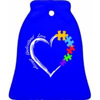 Accept Understand Love Autism Awareness Puzzle Heart Ceramic Bell Ornament