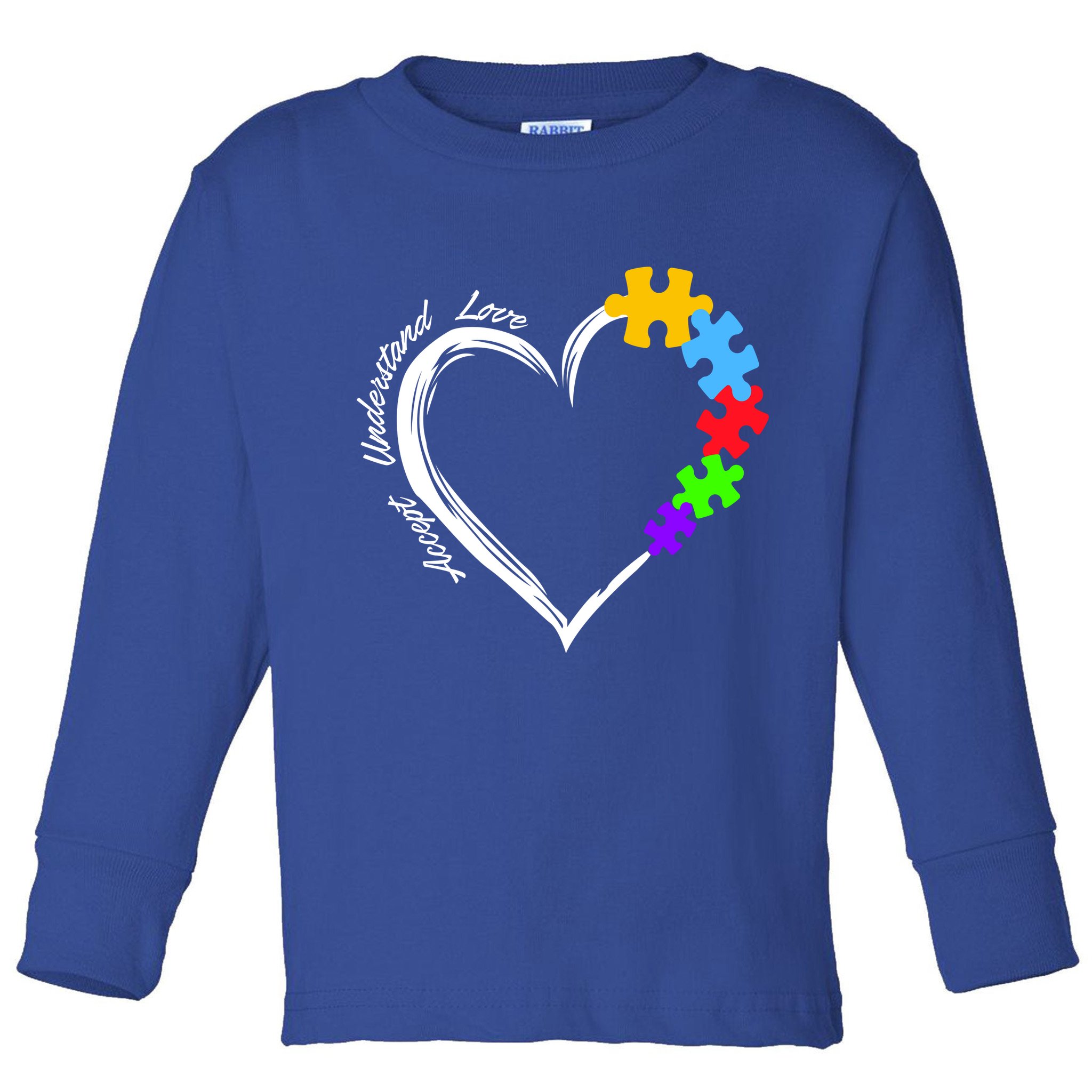 Accept Understand Love Autism Awareness Puzzle Heart Toddler Long Sleeve Shirt