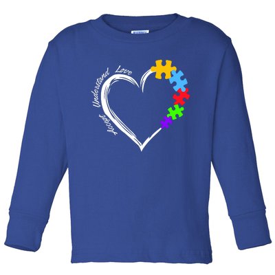 Accept Understand Love Autism Awareness Puzzle Heart Toddler Long Sleeve Shirt