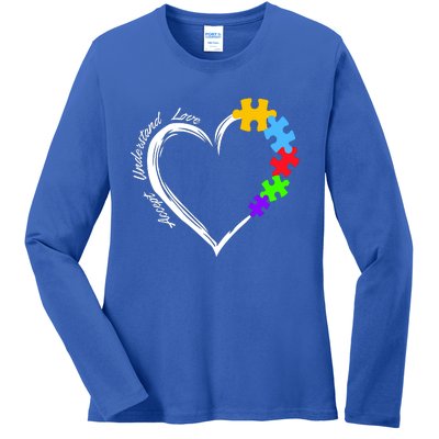 Accept Understand Love Autism Awareness Puzzle Heart Ladies Long Sleeve Shirt