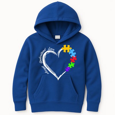 Accept Understand Love Autism Awareness Puzzle Heart Kids Hoodie