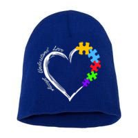 Accept Understand Love Autism Awareness Puzzle Heart Short Acrylic Beanie