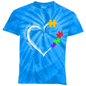 Accept Understand Love Autism Awareness Puzzle Heart Kids Tie-Dye T-Shirt