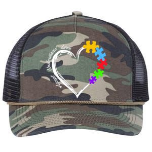 Accept Understand Love Autism Awareness Puzzle Heart Retro Rope Trucker Hat Cap