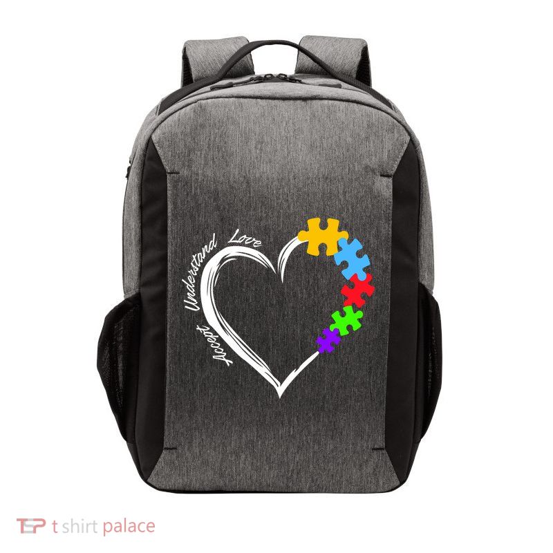 Accept Understand Love Autism Awareness Puzzle Heart Vector Backpack