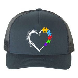 Accept Understand Love Autism Awareness Puzzle Heart Yupoong Adult 5-Panel Trucker Hat