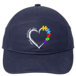 Accept Understand Love Autism Awareness Puzzle Heart 7-Panel Snapback Hat