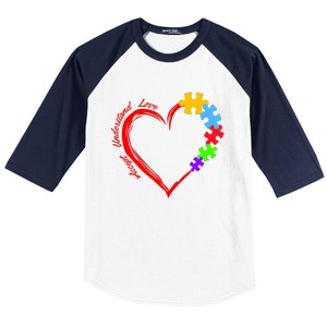 Accept Understand Love Autism Awareness Puzzle Heart Baseball Sleeve Shirt