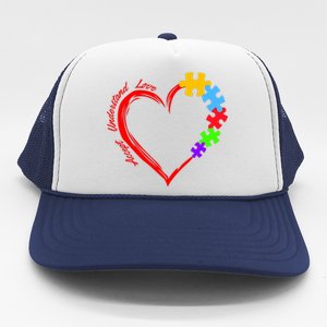 Accept Understand Love Autism Awareness Puzzle Heart Trucker Hat