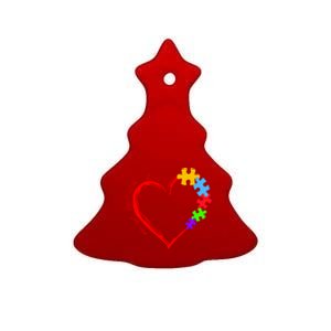 Accept Understand Love Autism Awareness Puzzle Heart Ceramic Tree Ornament