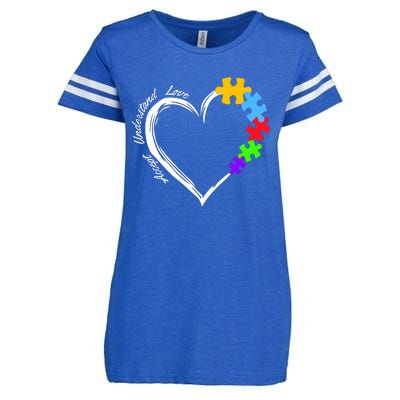 Accept Understand Love Autism Awareness Puzzle Heart Enza Ladies Jersey Football T-Shirt