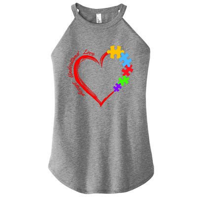 Accept Understand Love Autism Awareness Puzzle Heart Women’s Perfect Tri Rocker Tank