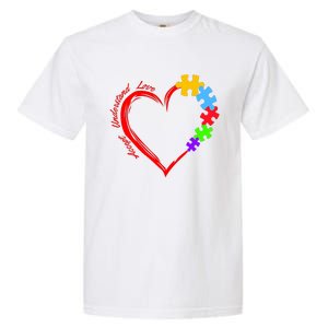 Accept Understand Love Autism Awareness Puzzle Heart Garment-Dyed Heavyweight T-Shirt