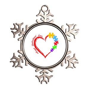 Accept Understand Love Autism Awareness Puzzle Heart Metallic Star Ornament