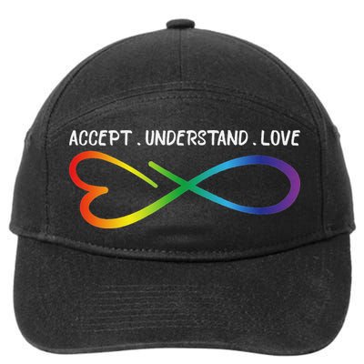Accept Understand Love Neurodiversity Infinity Autism 7-Panel Snapback Hat