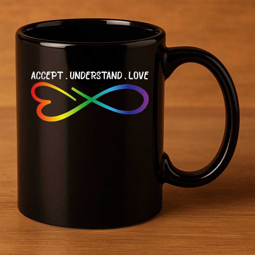 Accept Understand Love Neurodiversity Infinity Autism 11oz C Handle Ceramic Mug
