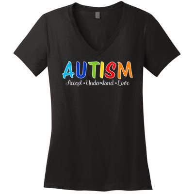 Accept Understand Love Autism Awareness Women's V-Neck T-Shirt