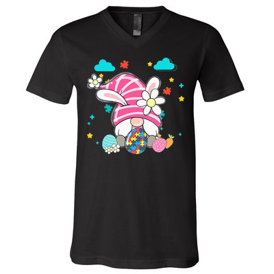 Accept Understand Love Gnome Autism Awareness Easter Day V-Neck T-Shirt