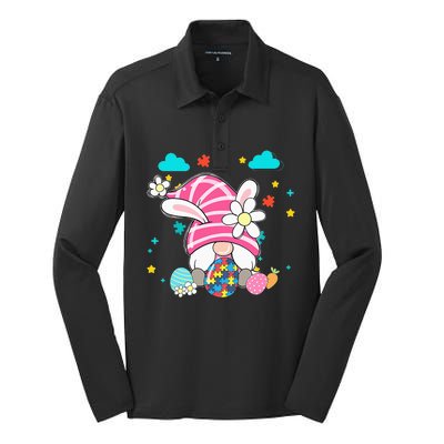 Accept Understand Love Gnome Autism Awareness Easter Day Silk Touch Performance Long Sleeve Polo