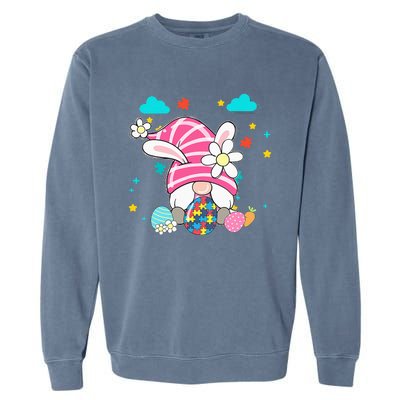 Accept Understand Love Gnome Autism Awareness Easter Day Garment-Dyed Sweatshirt