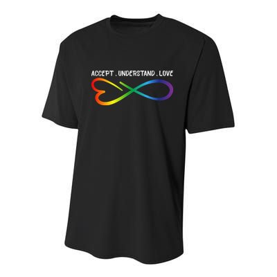 Accept Understand Love Neurodiversity Infinity Autism Youth Performance Sprint T-Shirt