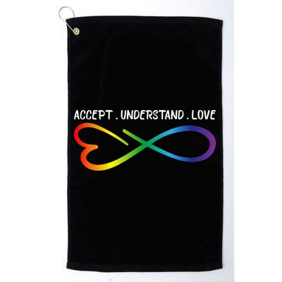 Accept Understand Love Neurodiversity Infinity Autism Golf Towel