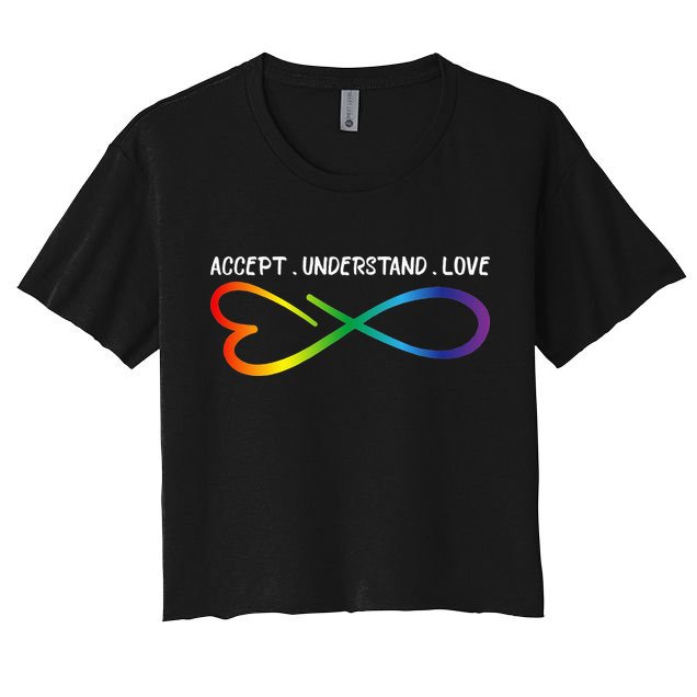 Accept Understand Love Neurodiversity Infinity Autism Women's Crop Top Tee