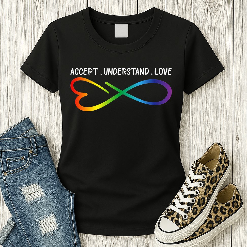 Accept Understand Love Neurodiversity Infinity Autism Womens T-Shirt