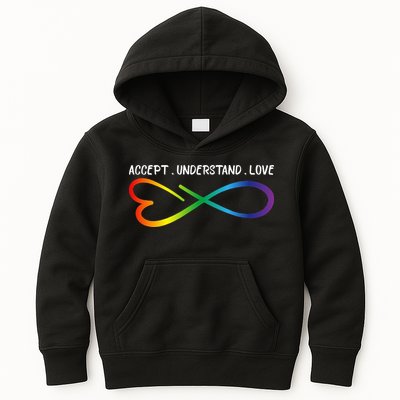 Accept Understand Love Neurodiversity Infinity Autism Kids Hoodie