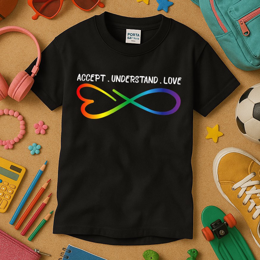 Accept Understand Love Neurodiversity Infinity Autism Kids T-Shirt