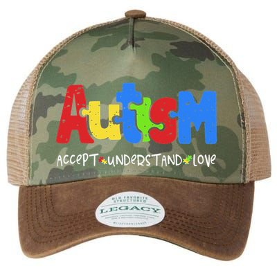 Accept Understand Love Puzzle Autism Awareness Legacy Tie Dye Trucker Hat