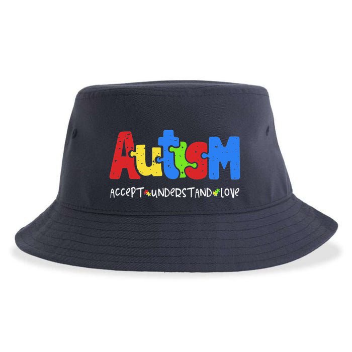 Accept Understand Love Puzzle Autism Awareness Sustainable Bucket Hat