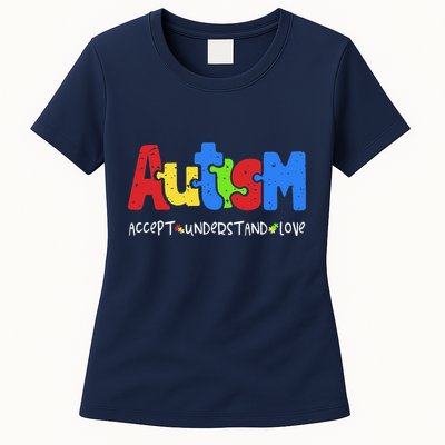 Accept Understand Love Puzzle Autism Awareness Womens T-Shirt